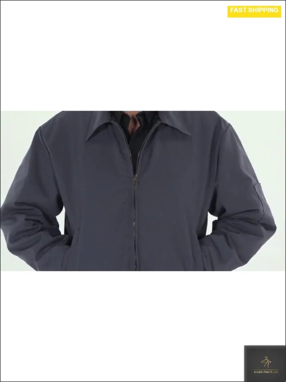 Men's Quilted Work Jacket Polyester Cotton with Sleeve Pocket
